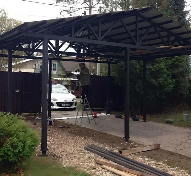 Винтовые сваи для навеса в Карасуке